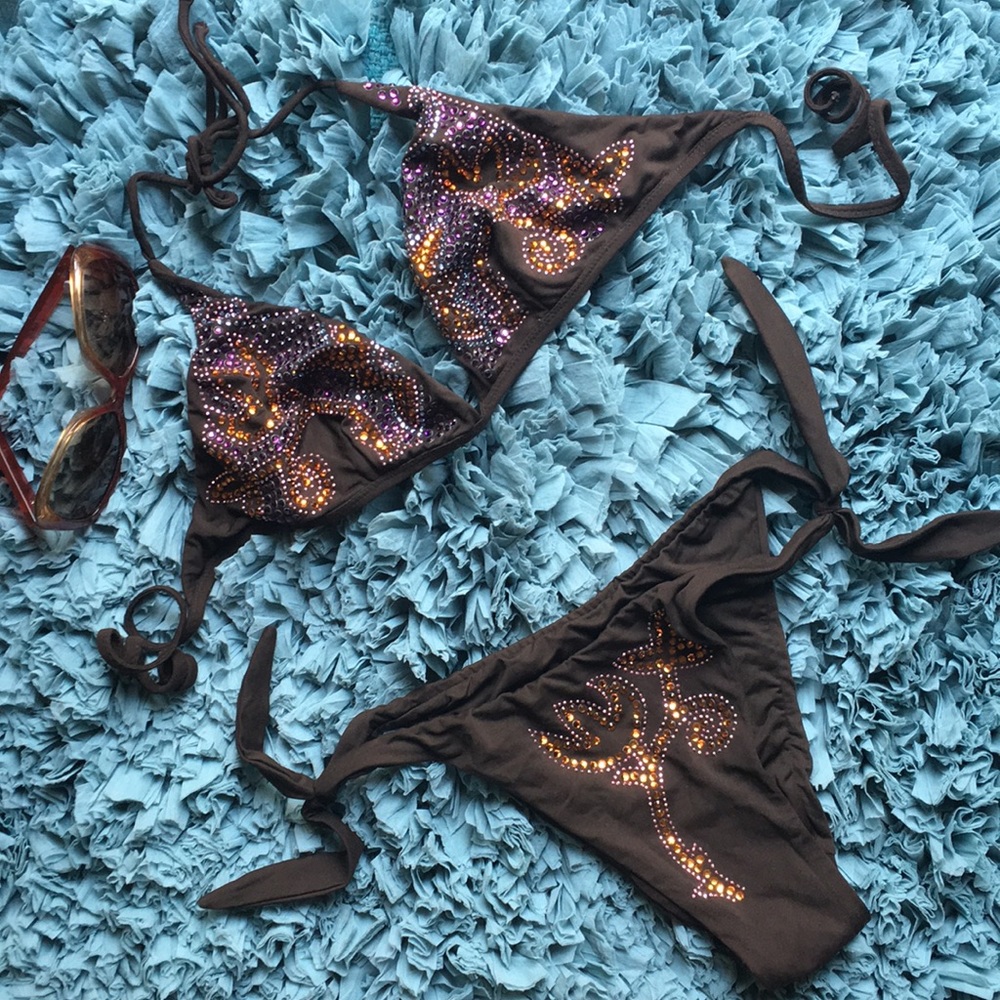 Pin Up brown sparkles swimsuit